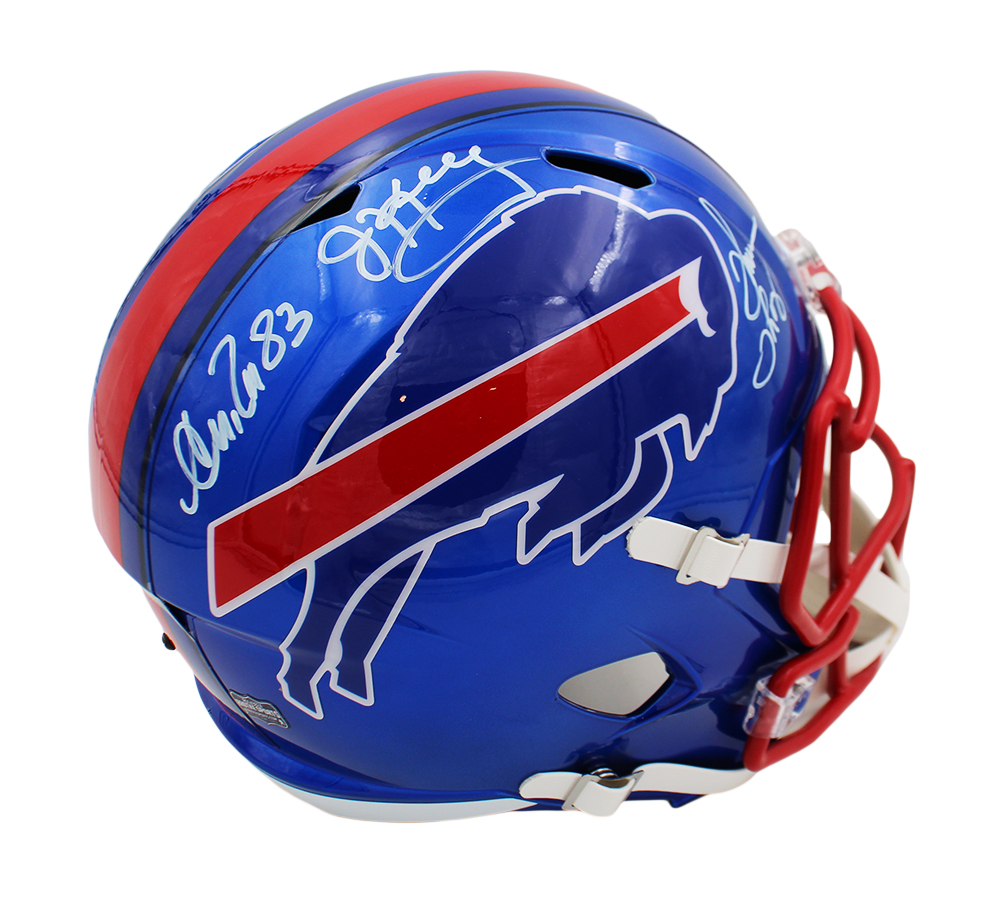 Jim Kelly, Andre Reed, Thurman Thomas Signed Buffalo Bills Speed Full Size Flash NFL Helmet - Image 2