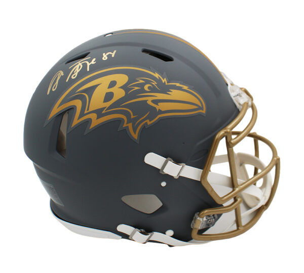 Shannon Sharpe Signed Baltimore Ravens Speed Authentic Slate NFL Helmet - Image 2