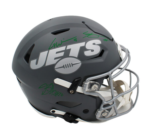 Muti-Signed New York Jets Speed Flex Authentic Slate NFL Helmet with 3 Signatures - Image 2