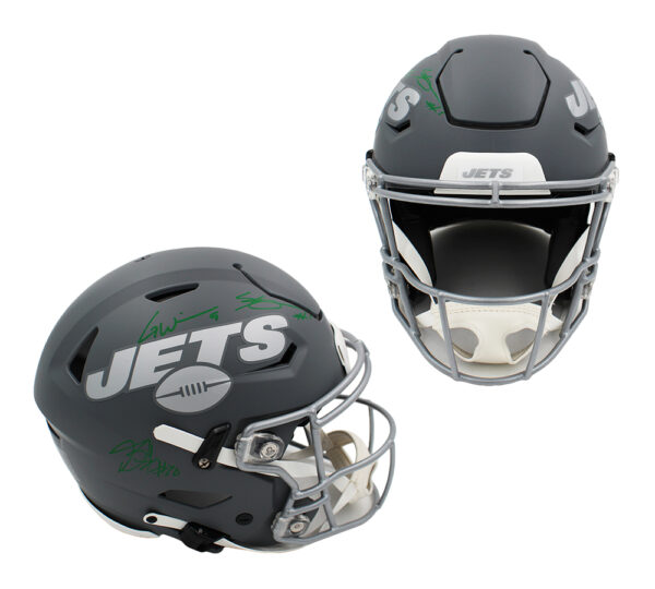 Muti-Signed New York Jets Speed Flex Authentic Slate NFL Helmet with 3 Signatures