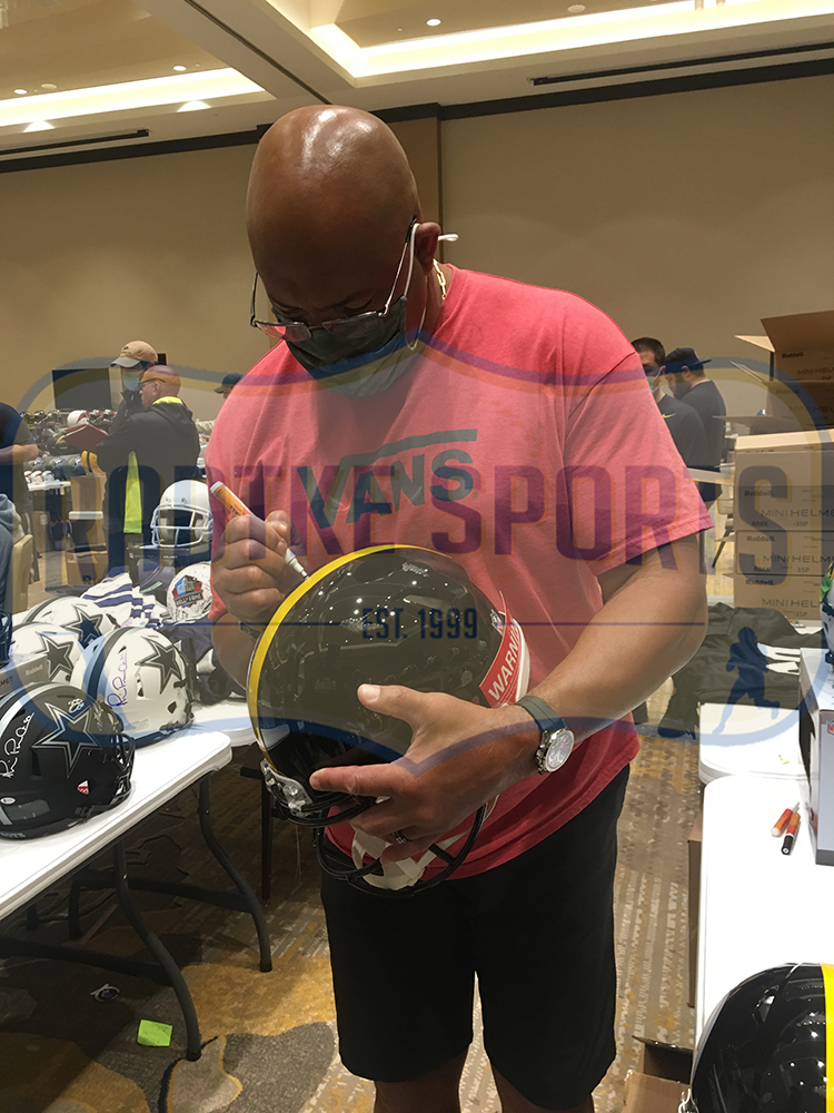 Dermontti Dawson Signed Pittsburgh Steelers Speed Full Size NFL Helmet with "HOF 12" Inscription - Image 3