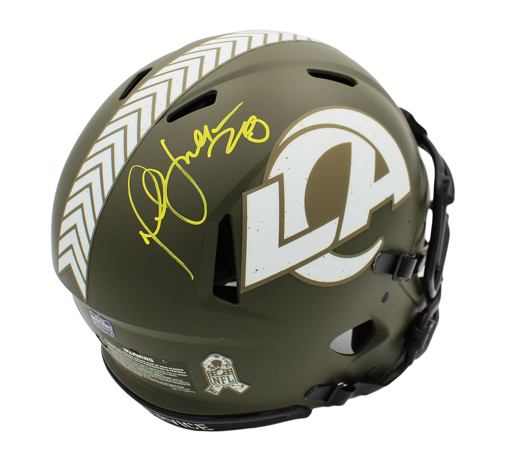 Marshall Faulk Signed Los Angeles Rams Speed Authentic Salute To Service NFL Helmet