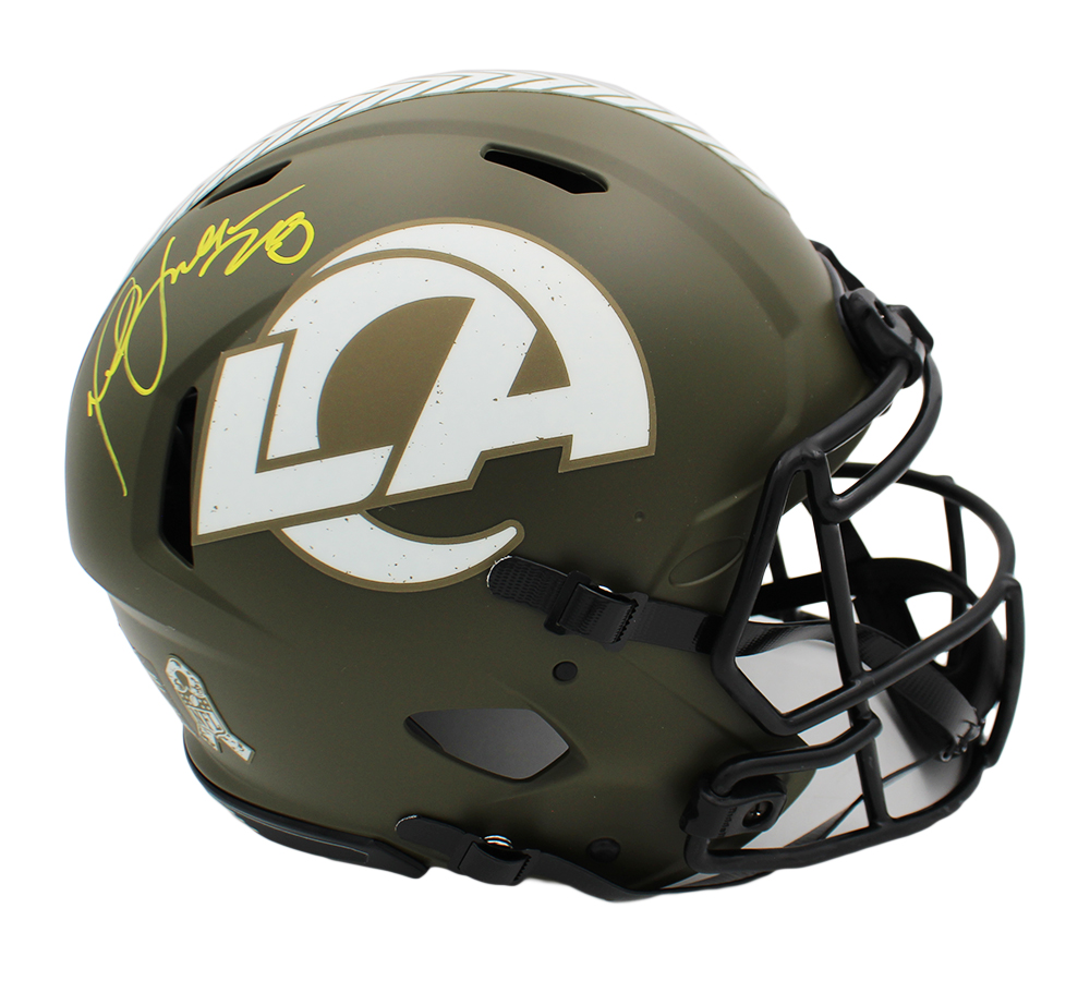Marshall Faulk Signed Los Angeles Rams Speed Authentic Salute To Service NFL Helmet - Image 2