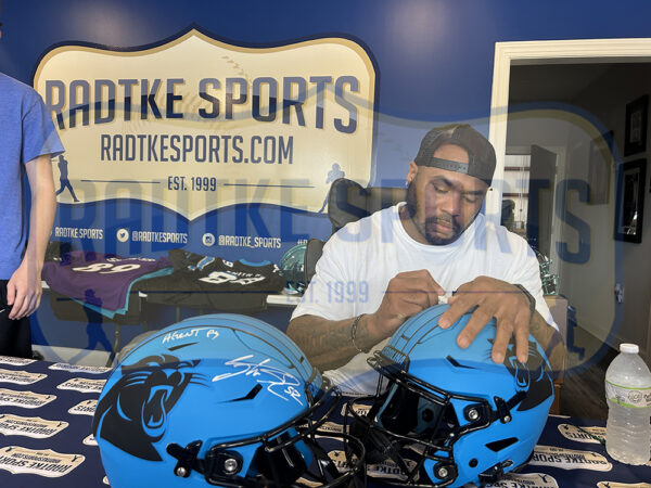 Steve Smith Sr Signed Carolina Panthers Speed Authentic Rave NFL Helmet With "Agent 89" Inscription - Image 2