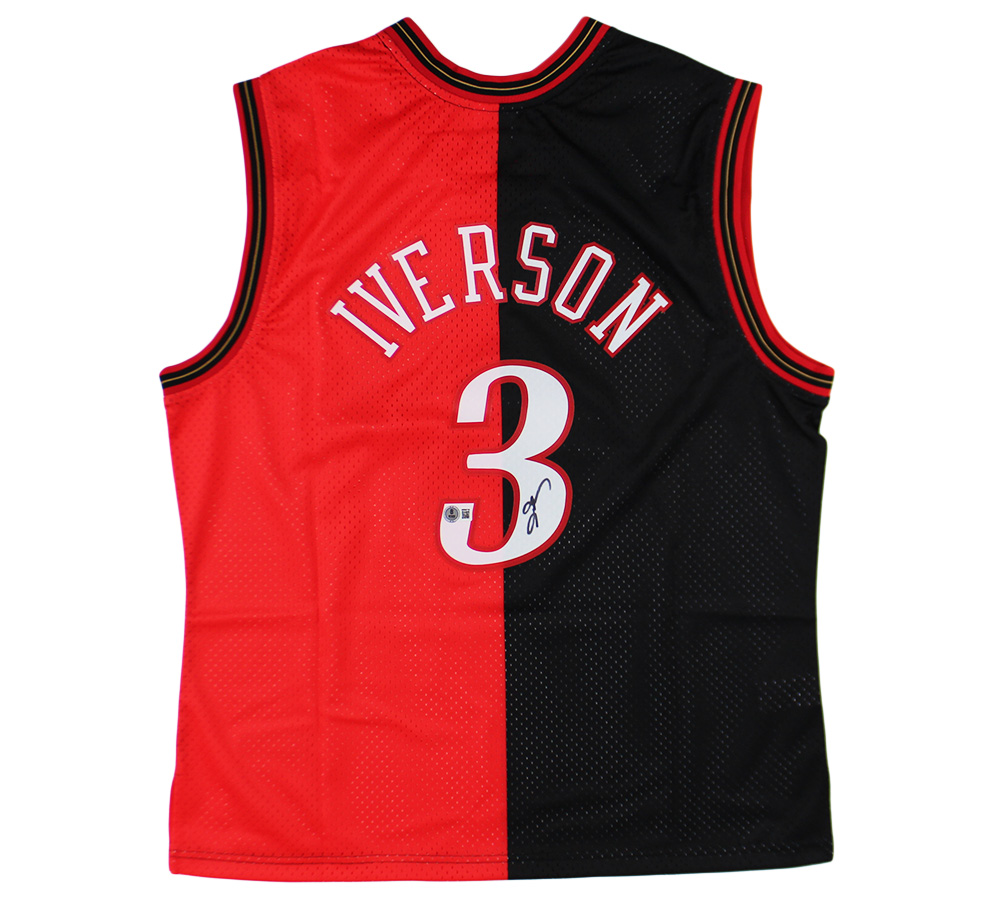 Allen Iverson Signed Philadelphia 76ers Mitchell & Ness Split Swingman 00-01 Red & Black NBA Jersey