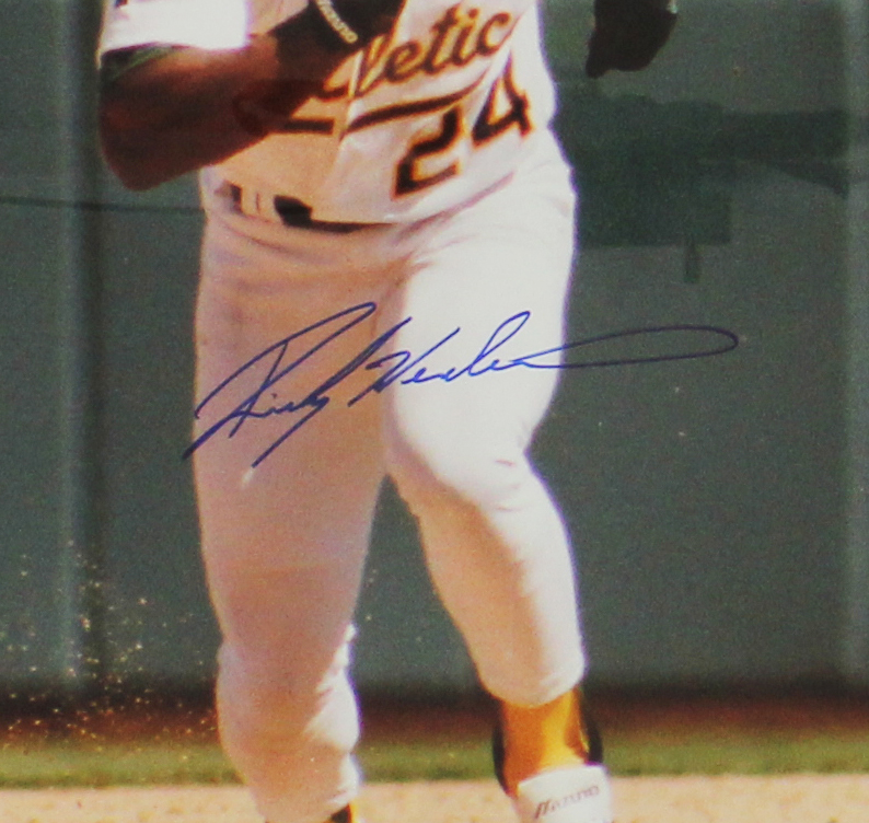 Rickey Henderson Signed Oakland Athletics Framed 16x20 Running MLB Photo - Image 2
