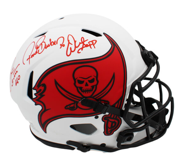 Warren Sapp, Ronde Barber, Mike Alstott Signed Tampa Bay Buccaneers Speed Authentic Lunar NFL Helmet - Image 2