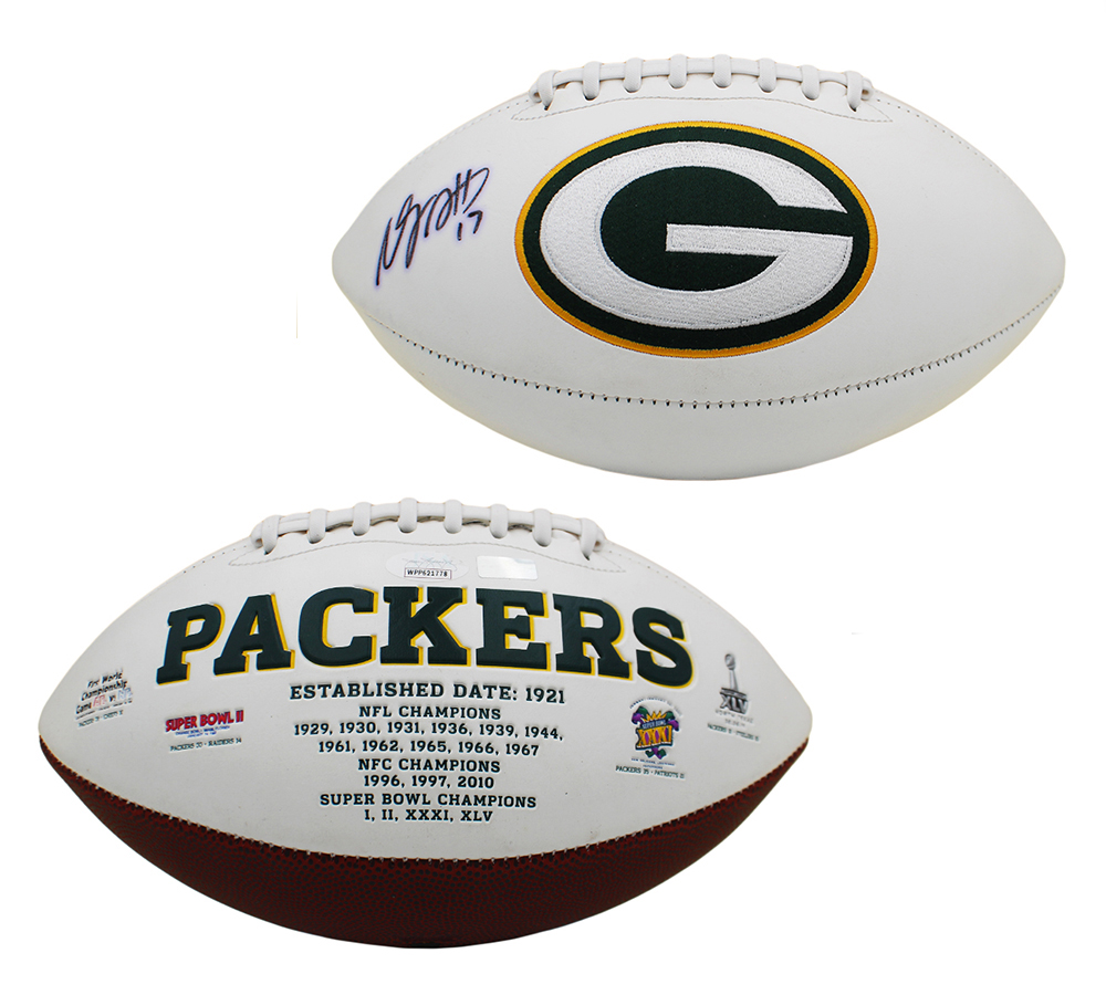Davante Adams Signed Green Bay Packers Embroidered Logo White NFL Football