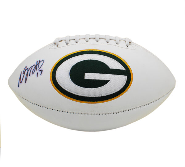 Davante Adams Signed Green Bay Packers Embroidered Logo White NFL Football - Image 2