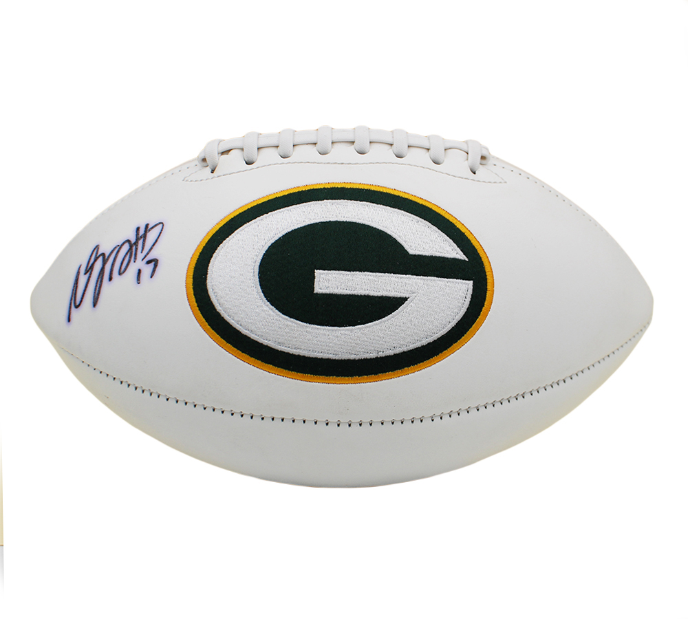 Davante Adams Signed Green Bay Packers Embroidered Logo White NFL Football - Image 2