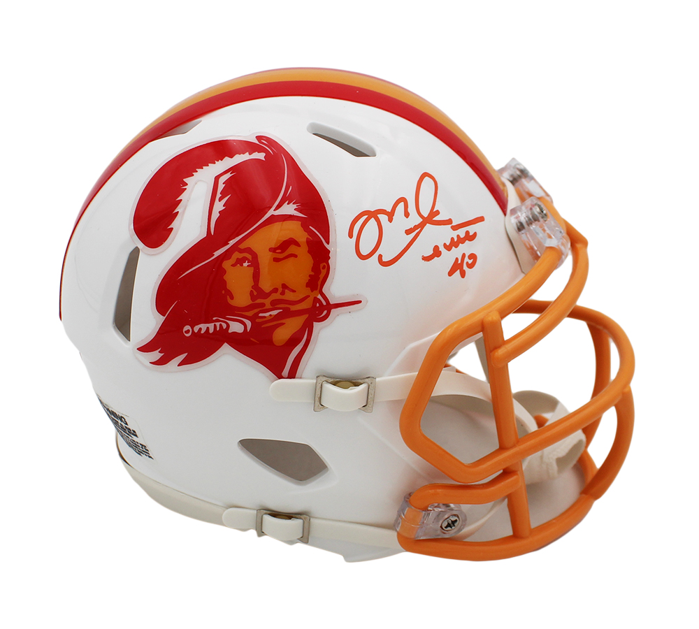 Mike Alstott Signed Tampa Bay Buccaneers Speed Throwback Creamsicle NFL Mini Helmet
