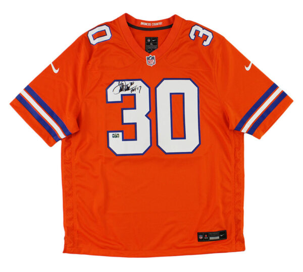Terrell Davis Signed Denver Broncos Nike Game Orange 2024 "Front Signature" NFL Jersey with "HOF 17" Inscription