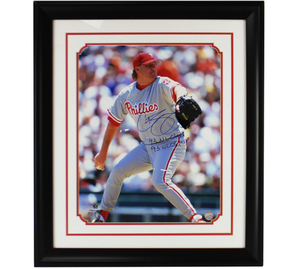 Curt Schilling Signed Philadelphia Phillies Framed 16x20 MLB Photo with "93 NL Champs, 93 NLCS MVP" Inscription