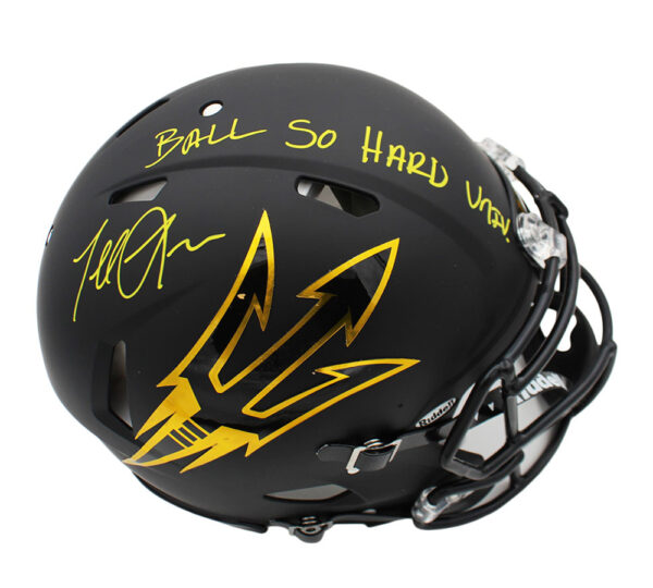 Terrell Suggs Signed Arizona Cardinals Authentic Speed Black NFL Helmet with "Ball So Hard" Inscription