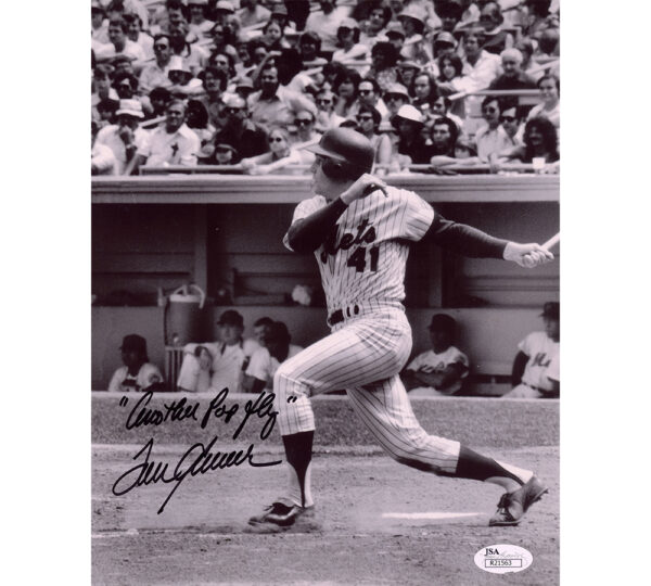Tom Seaver Signed New York Mets Unframed 8x10 Black & White MLB Photo - Black Ink with "Another Pop Fly " Inscription