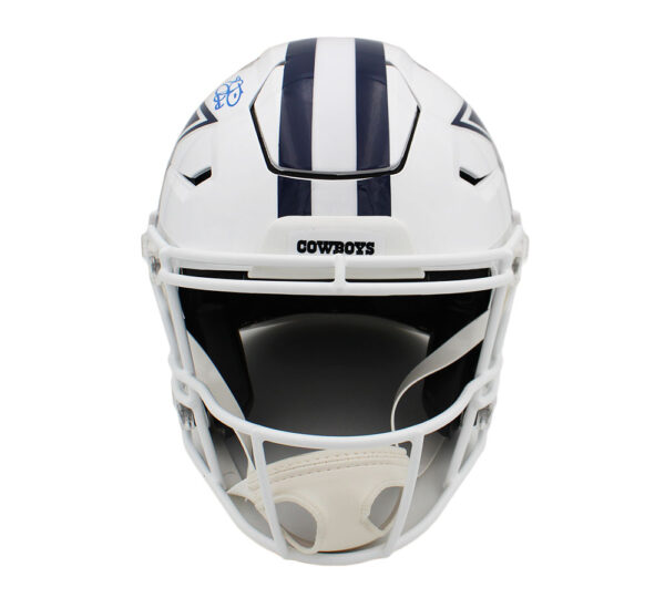 Emmitt Smith Signed Dallas Cowboys Speed Authentic Flex Alternate White NFL Helmet - Image 3