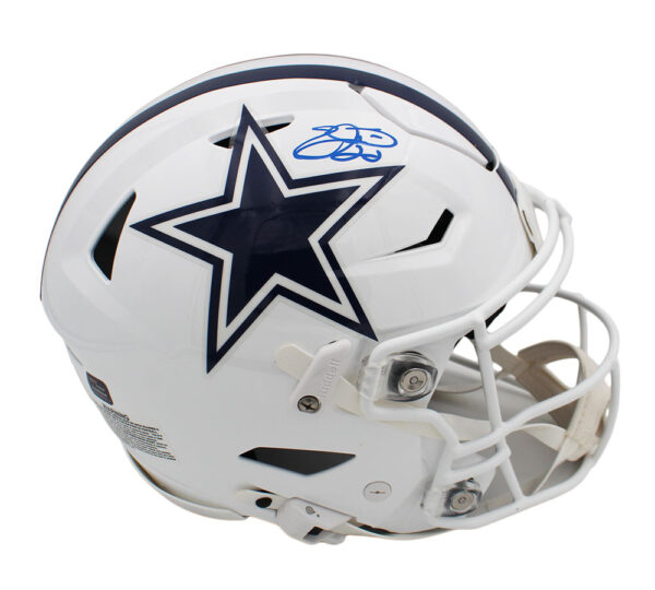 Emmitt Smith Signed Dallas Cowboys Speed Authentic Flex Alternate White NFL Helmet - Image 2