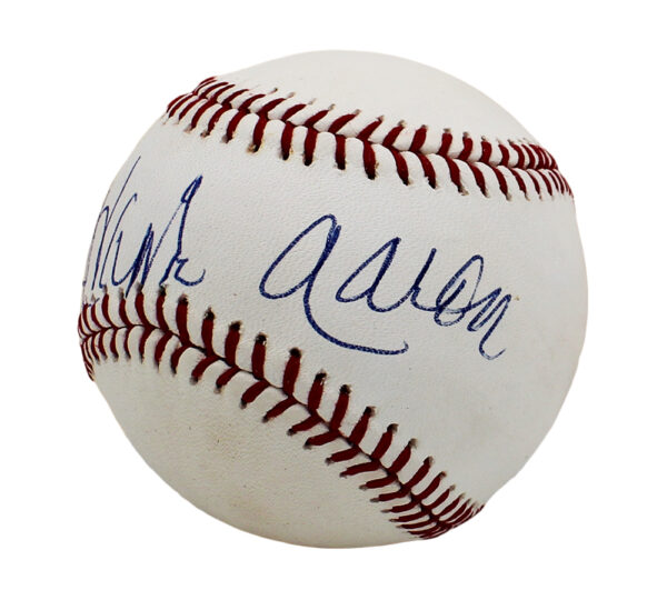 Hank Aaron Signed Milwaukee Braves Rawlings Official Major League White MLB Baseball - Image 3