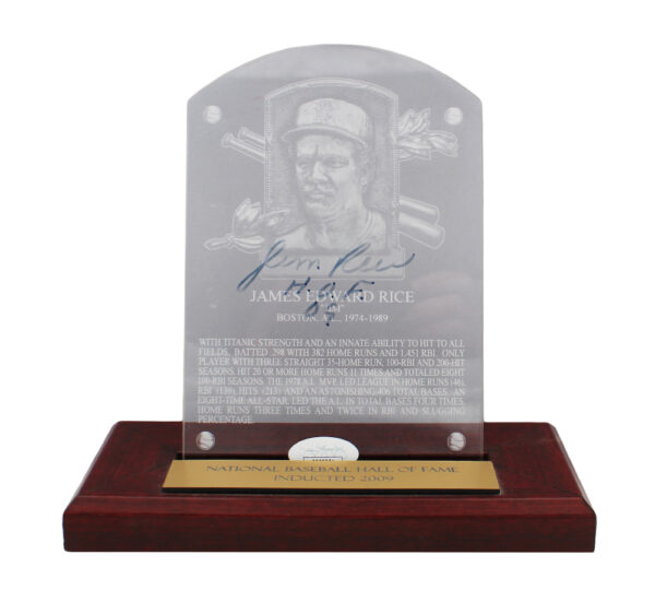 Jim Rice Signed National Baseball Hall of Fame Plaque with Stand - Image 2