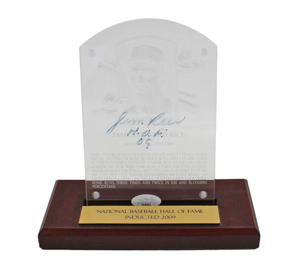 Jim Rice Signed National Baseball Hall of Fame Plaque with Stand