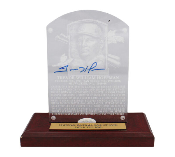 Trevor Hoffman Signed National Baseball Hall of Fame Plaque with Stand - Image 2