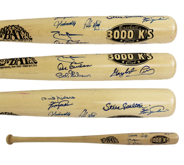 Bob Gibson, Steve Carlton Multi-Signed Cooperstown 3000's Blonde MLB Bat with 8 Additional Signatures - Image 2