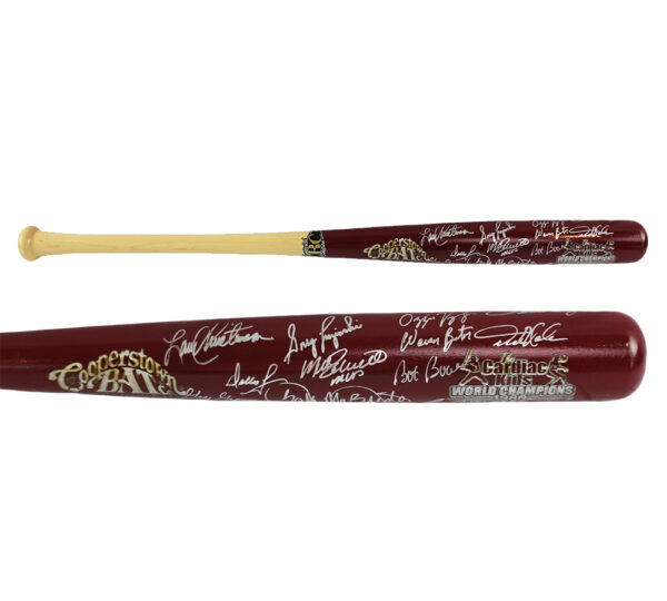 Mike Schmidt, Steve Carlton Multi-Signed Philadelphia Phillies 1980's Cardiac Kids WS Champs Red/Blonde MLB Bat with 21 Additional Signatures - Image 2