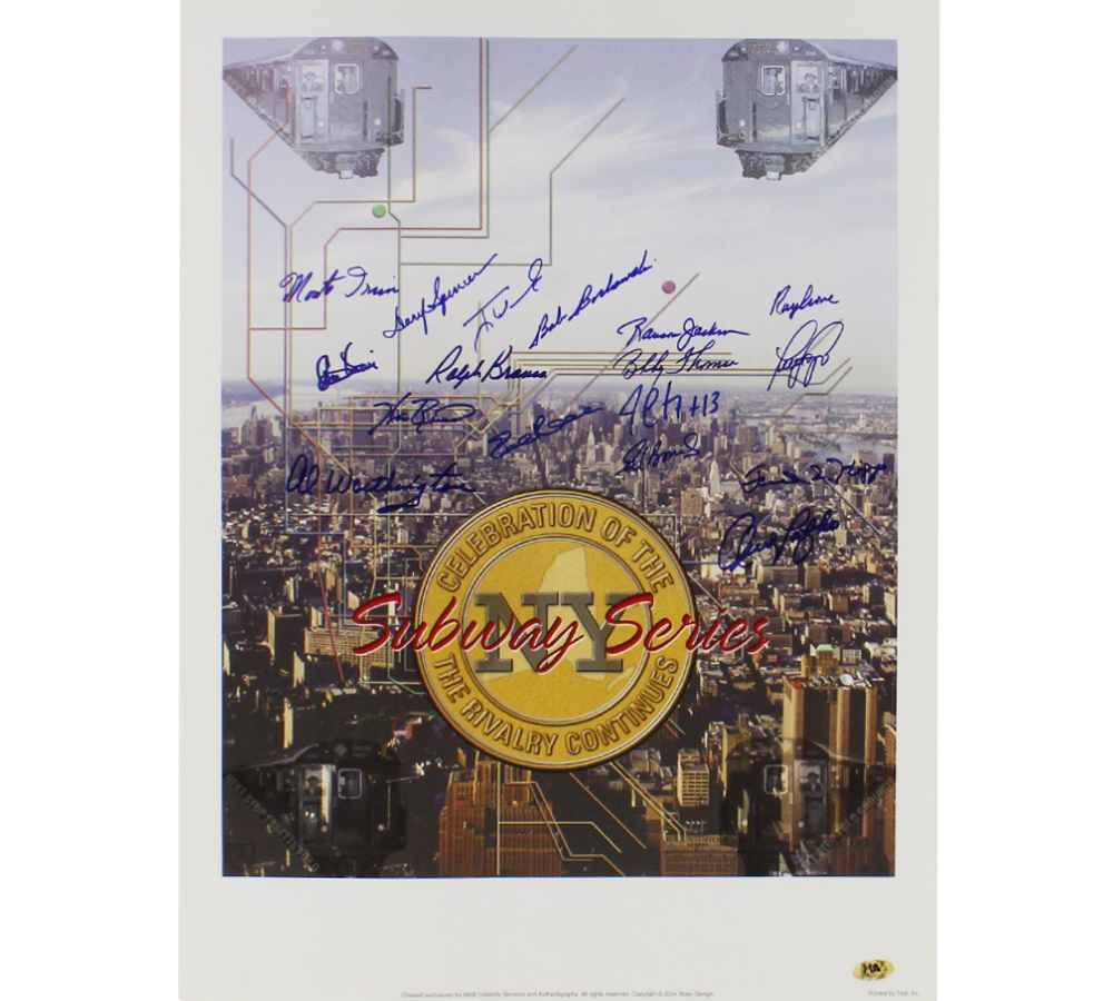 Ralph Branca, Monte Irvin Multi-Signed New York Mets Unframed 18x24 Subway Series Lithograph Print with 15 Additional Signatures