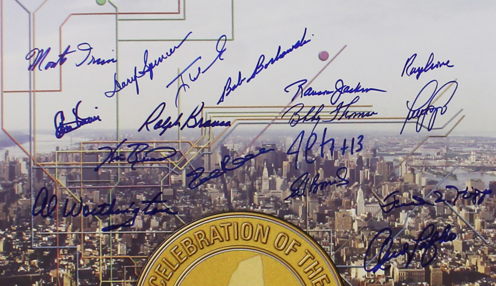 Ralph Branca, Monte Irvin Multi-Signed New York Mets Unframed 18x24 Subway Series Lithograph Print with 15 Additional Signatures - Image 2