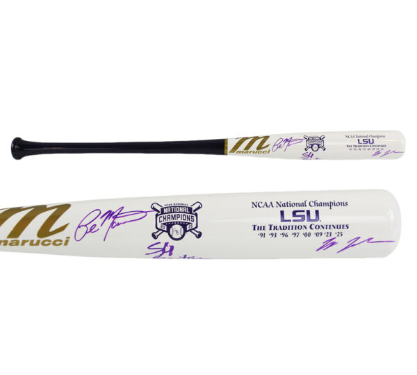 LSU Coaches Jay Johnson, Paul Manieri, and Skip Bertman Signed LSU Tigers Traditions Limited Edition NCAA Bat