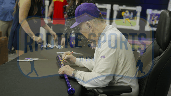 LSU Coaches Jay Johnson, Paul Manieri, and Skip Bertman Signed LSU Tigers Rawlings Purple Chrome NCAA Bat - Image 4