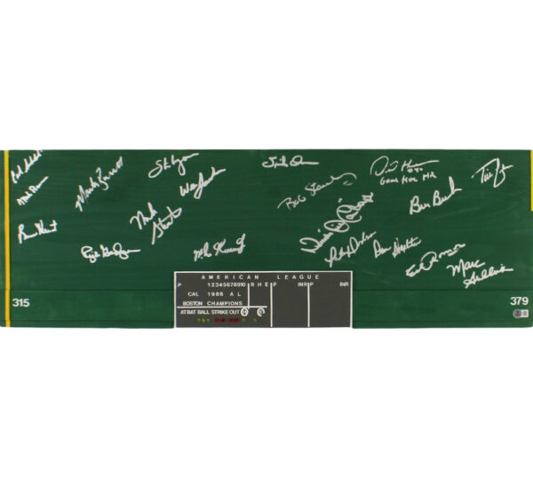 1986 Boston Red Sox Team Signed Green Home Run Wall Board with 19 Signatures Include Dave Henderson, Bruce Hurst - Image 2