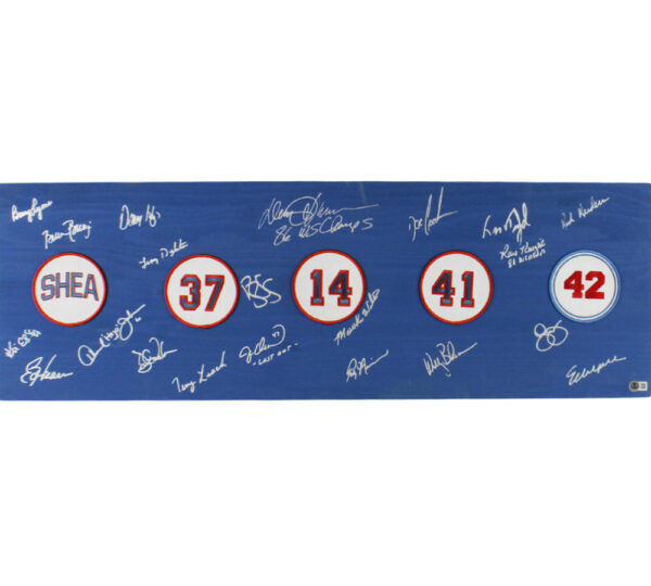 1986 New York Mets Team Signed 12x36 Blue Patches Board - 21 Signatures Including Darryl Strawberry & Dwight Gooden - Image 2