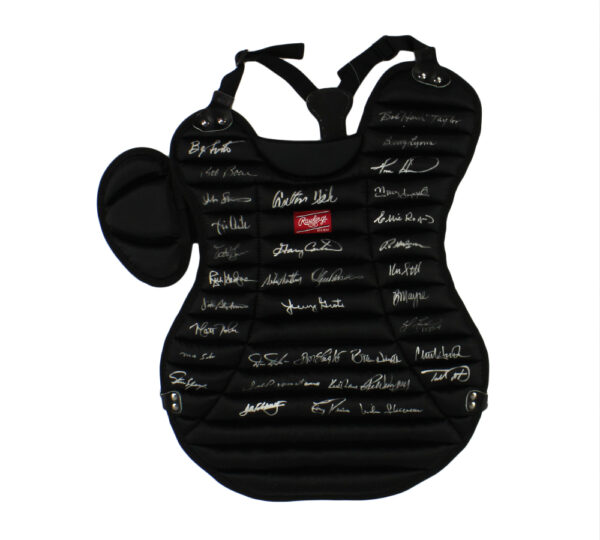 Gary Carter, Carlton Fisk, Barry Lyons Signed Black MLB Catcher Gear with 30 Additional Signatures - Image 2