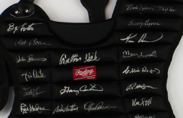 Gary Carter, Carlton Fisk, Barry Lyons Signed Black MLB Catcher Gear with 30 Additional Signatures - Image 3