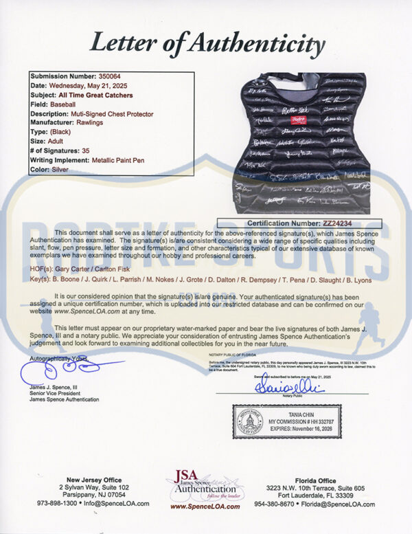 Gary Carter, Carlton Fisk, Barry Lyons Signed Black MLB Catcher Gear with 30 Additional Signatures - Image 5