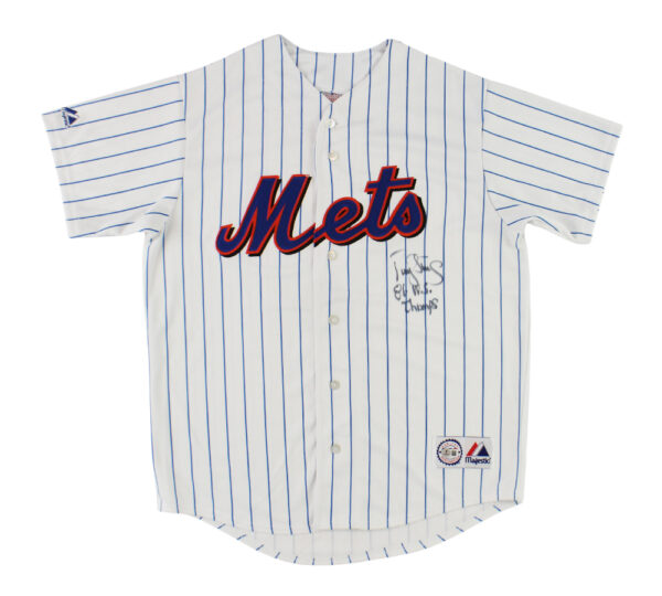 Darryl Strawberry Signed New York Mets Majestic Pinstripe MLB Jersey with "86 WS Champs" Inscription