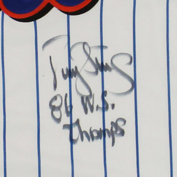 Darryl Strawberry Signed New York Mets Majestic Pinstripe MLB Jersey with "86 WS Champs" Inscription - Image 2