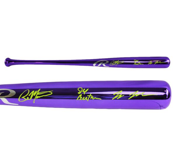 LSU Coaches Jay Johnson, Paul Manieri, and Skip Bertman Signed LSU Tigers Rawlings Purple Chrome NCAA Bat