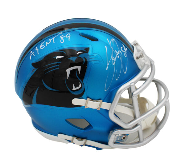 Steve Smith Sr. Signed Carolina Panthers Speed Blaze NFL Mini Helmet With "Agent 89" Inscription - Image 2