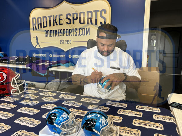 Steve Smith Sr. Signed Carolina Panthers Speed Blaze NFL Mini Helmet With "Agent 89" Inscription - Image 3