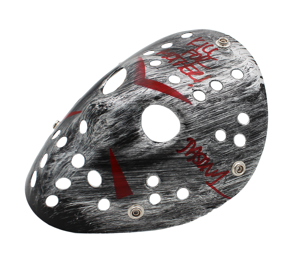 Ari Lehman Signed Friday the 13th Silver Costume Mask with "Jason 1 & Kill For Mother" Inscription - Red Ink - Image 3
