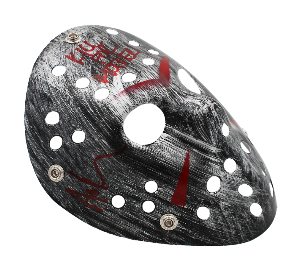 Ari Lehman Signed Friday the 13th Silver Costume Mask with "Jason 1 & Kill For Mother" Inscription - Red Ink - Image 2