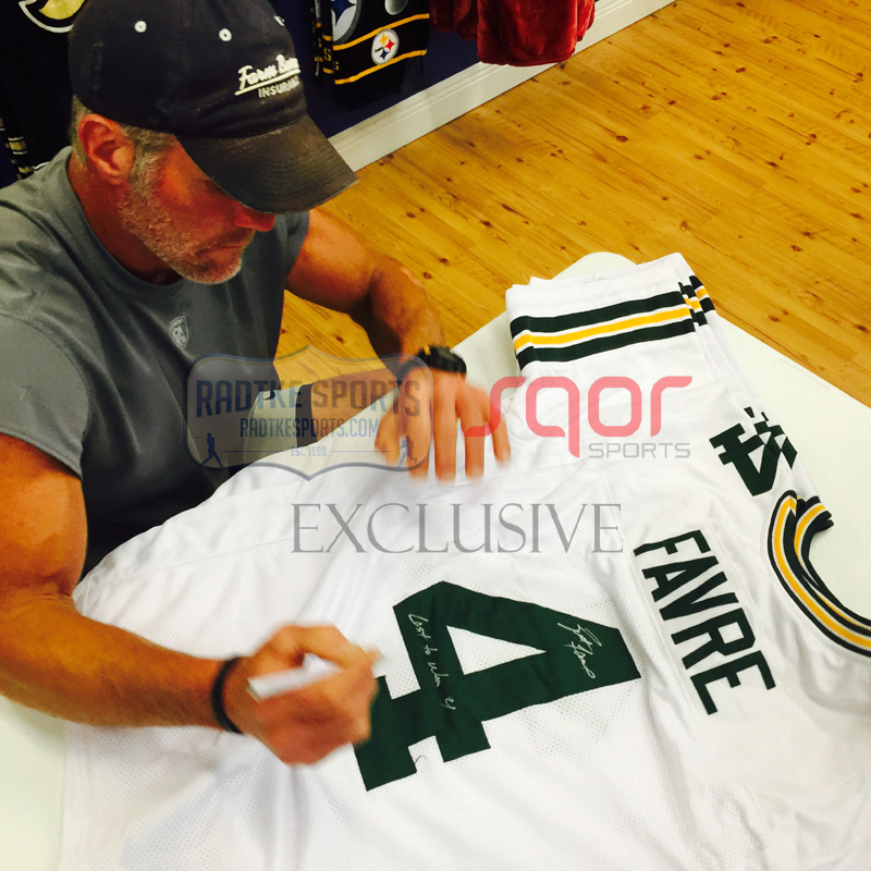 Brett Favre Autographed/Signed Green Bay Packers Custom NFL Away Jersey with "4 Retired 7/18/15" Inscription - LE of 44-608