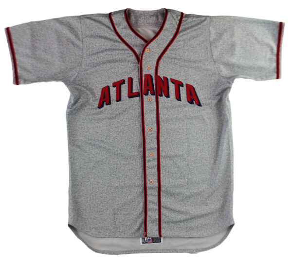 Evan Gattis Signed Game Used Atlanta Braves Gray Jersey with "El Oso Blanco" & "Negro League Game Used" Inscription - Image 4