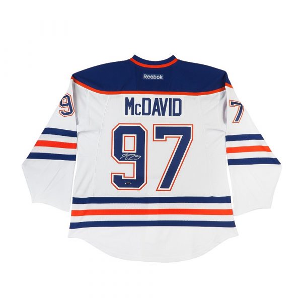 Connor McDavid Autographed/Signed Edmonton Oilers Authentic Reebok White Jersey-14075