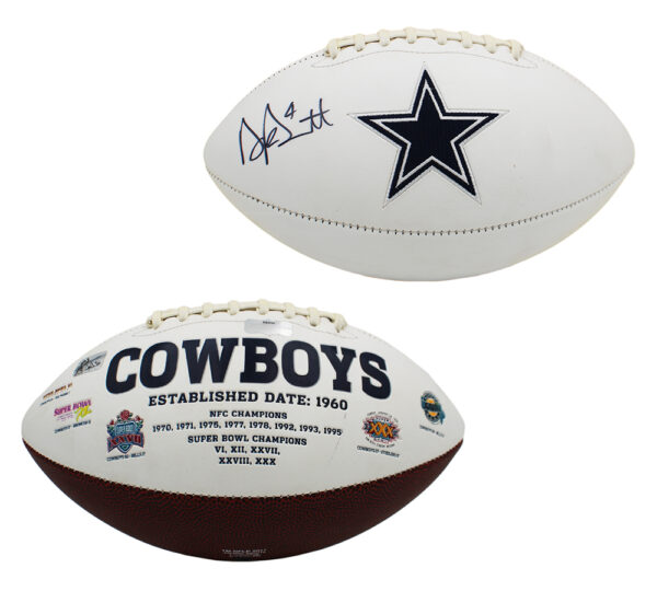 Dak Prescott Signed Dallas Cowboys Embroidered Logo White NFL Football