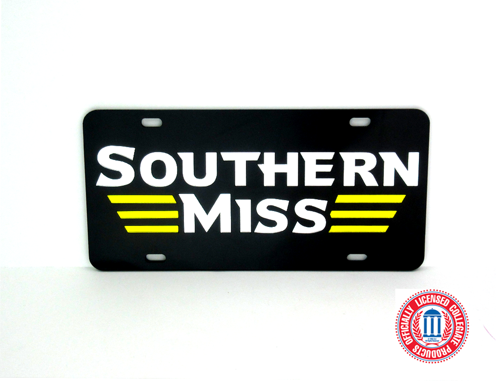 Southern Mississippi Golden Eagles Officially Licensed NCAA Laser Tag License Plate - Black-0