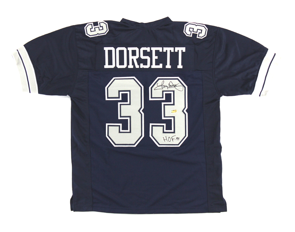 Tony Dorsett Signed Dallas Cowboys Blue Custom Jersey with "HOF 94" Inscription-0