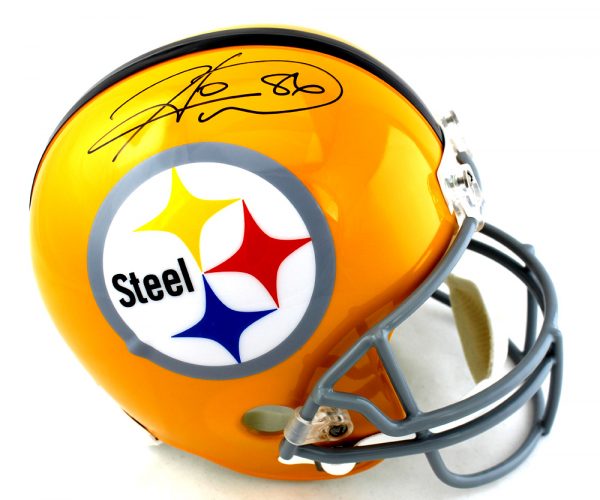 Hines Ward Signed Pittsburgh Steelers Riddell Full Size NFL Yellow Helmet -0